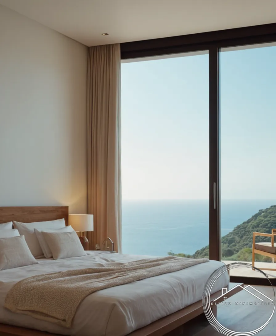A serene interior designed minimally for a restful bedroom.
