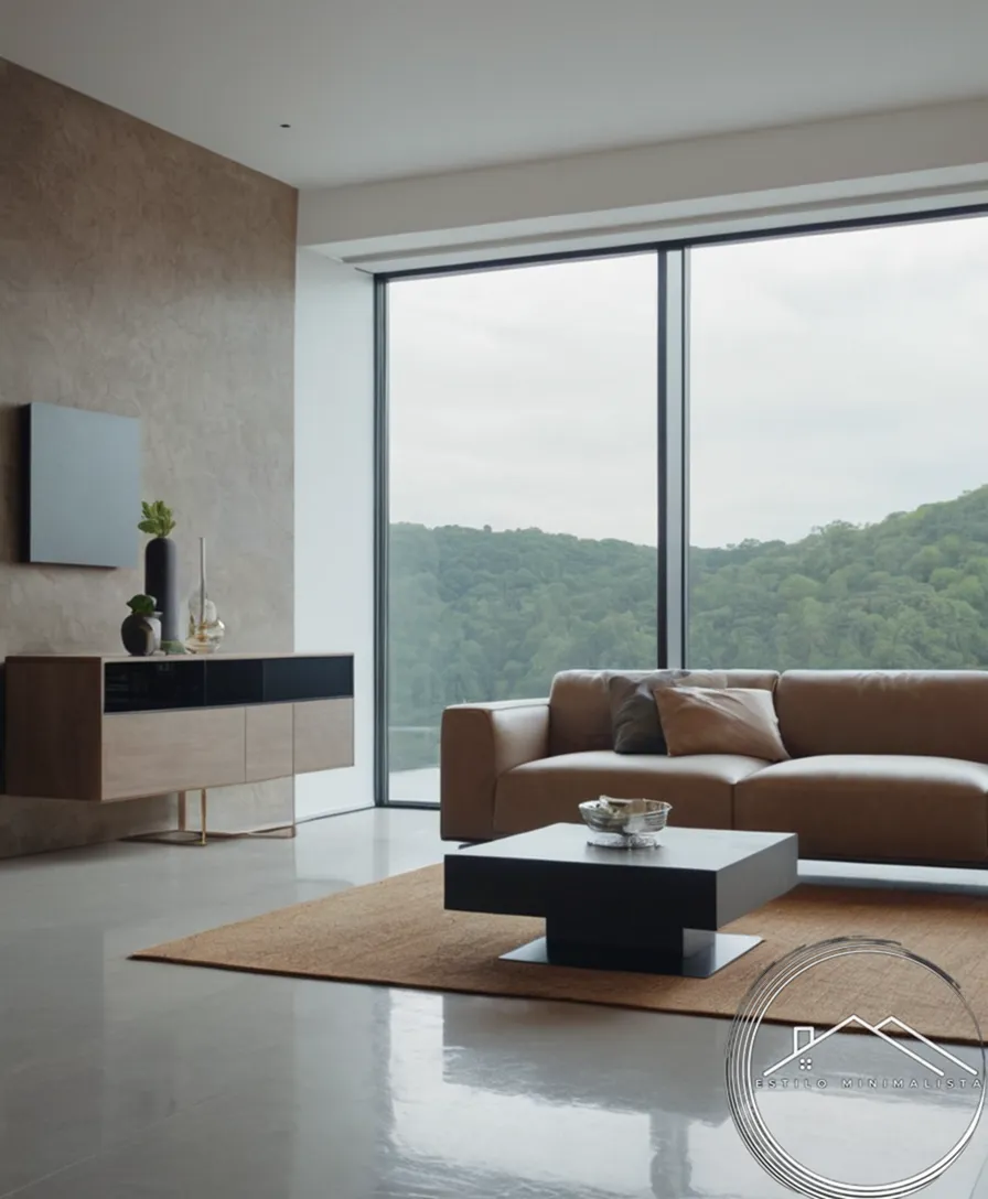 Sleek modern interior design with minimalist furniture and empty space.