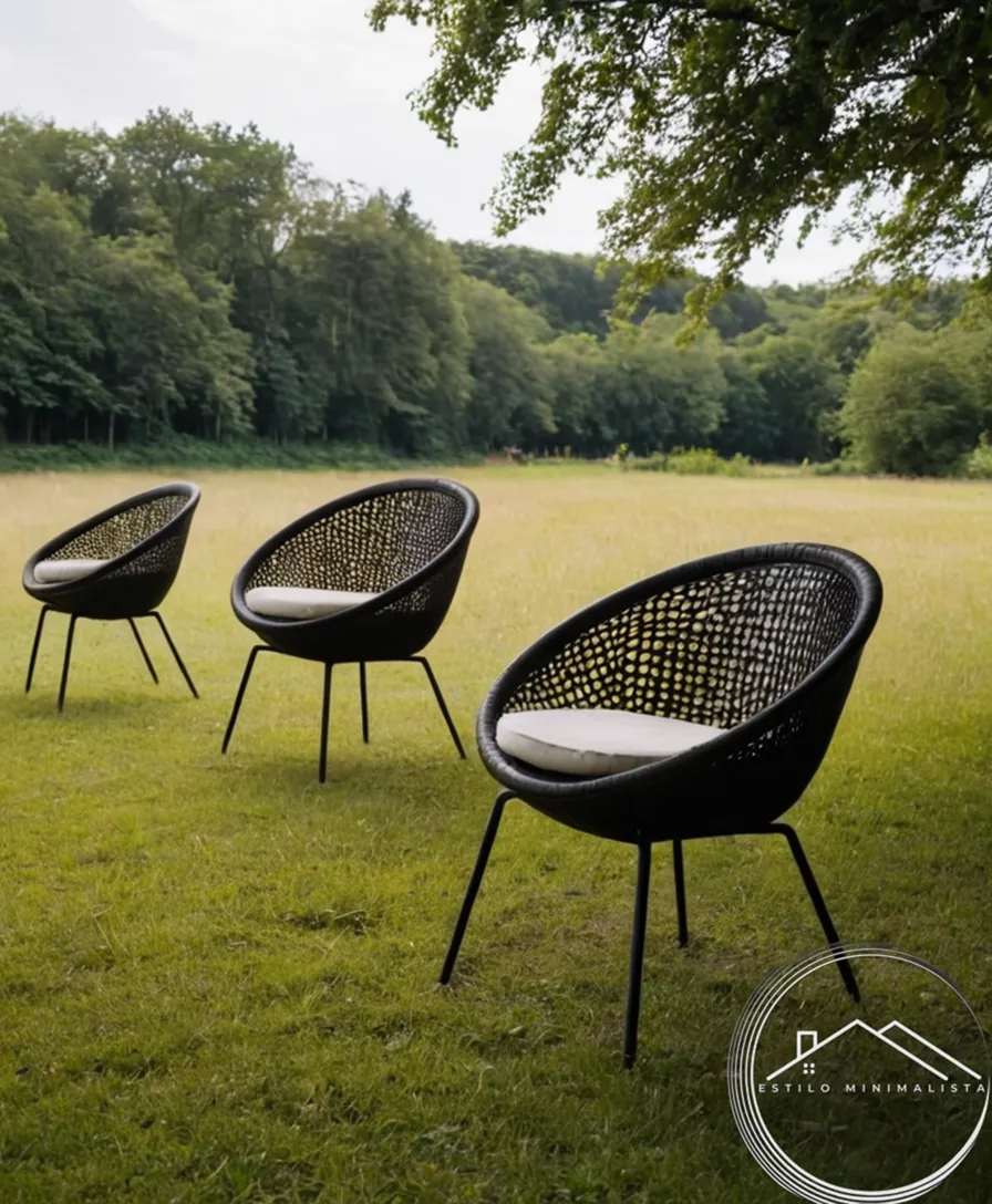 minimalistic chairs made from recycled tires outdoors.