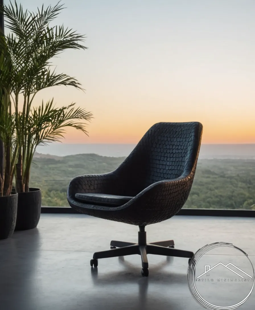 An eco-friendly, minimalist chair with recycled tire tires.