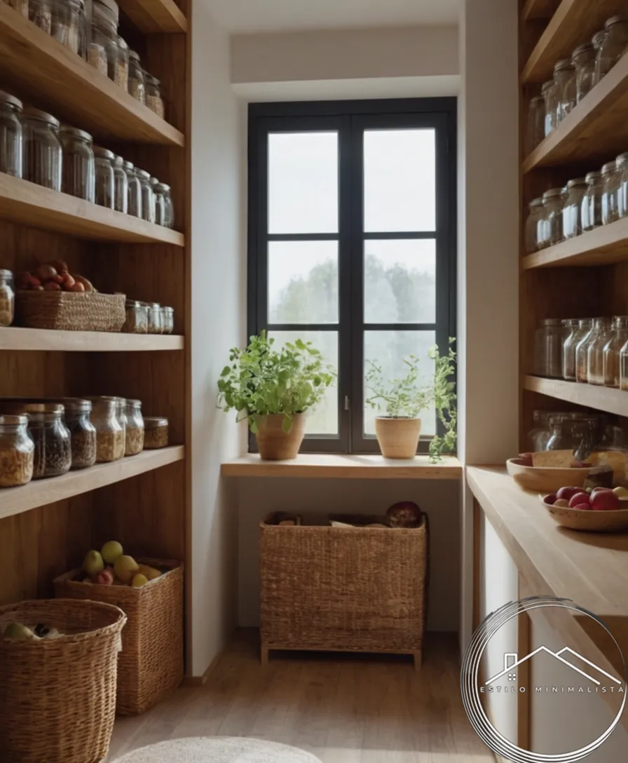 A stylish, clutter-free storage room or pantry space.