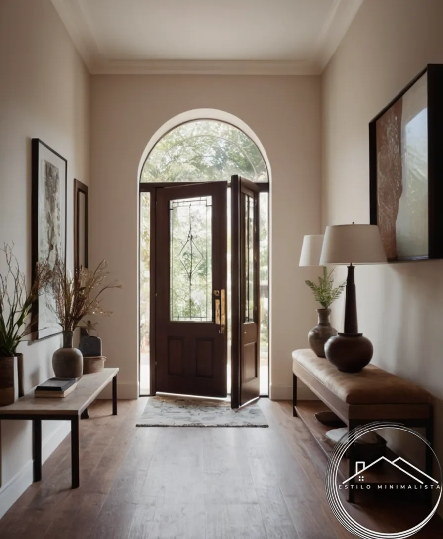 A minimalist entrance with a small stylish foyer interior design.