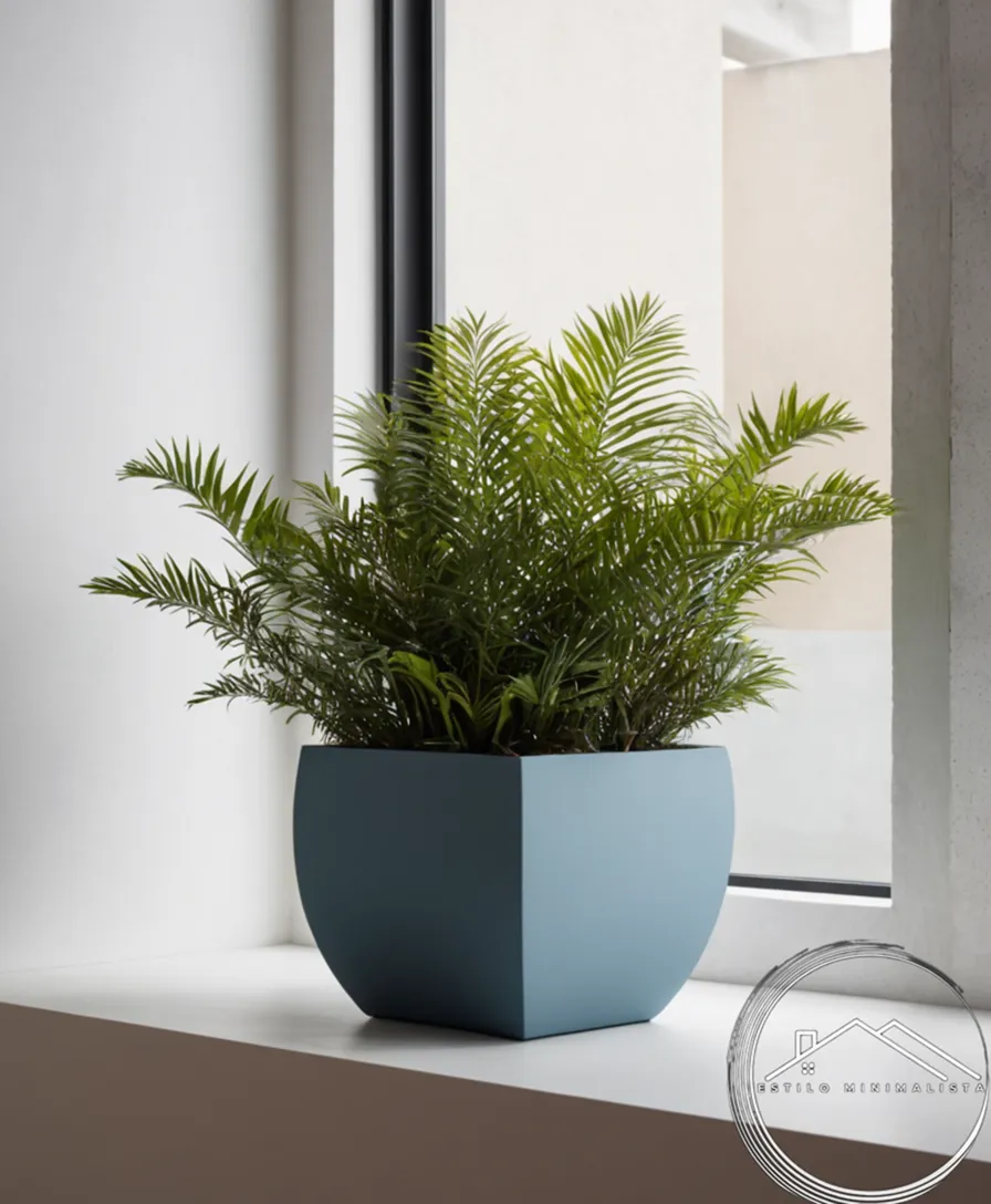 3 minimalist plastic planters with decorative finishes.