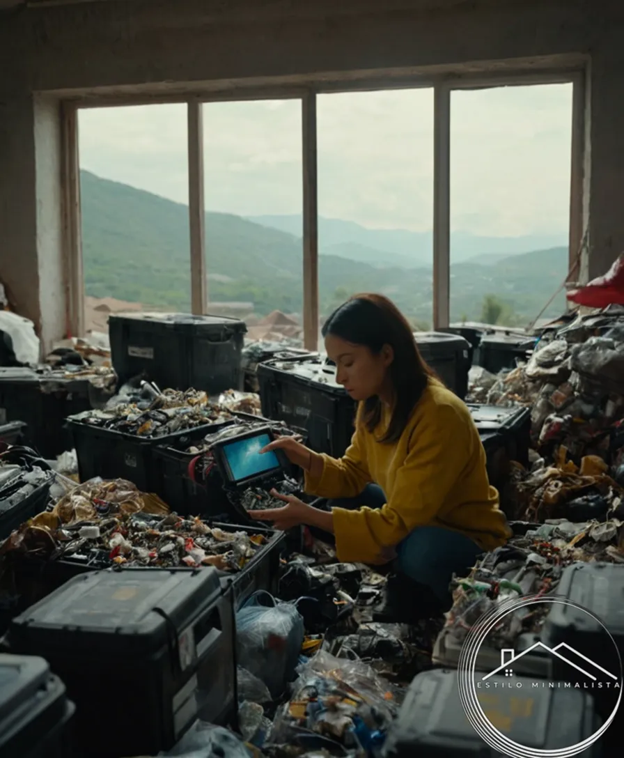 a person properly disposing of electronic waste responsibly.