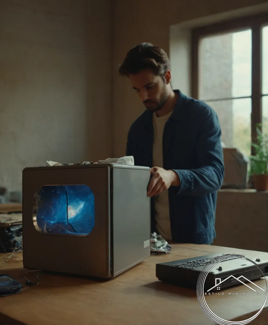 a person recycling an old electronic device responsibly.