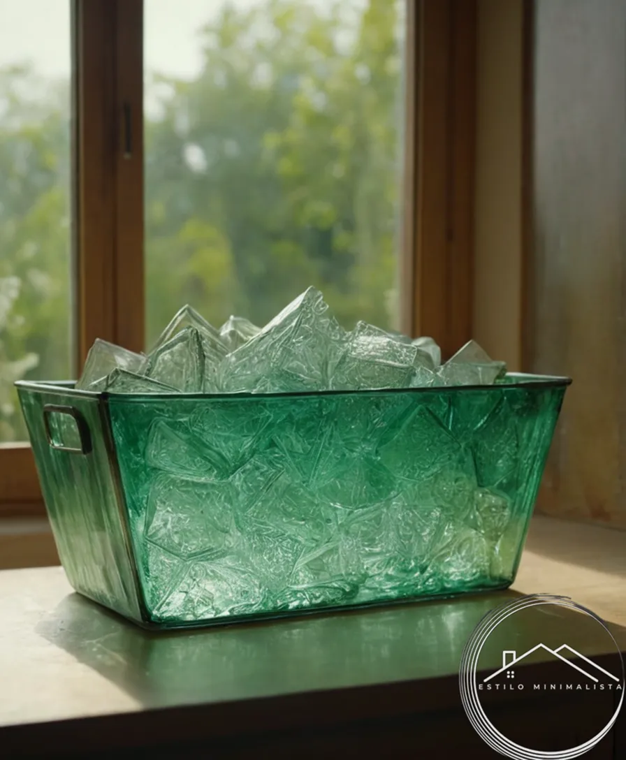 A person recycling glass at home, eco-friendly background.