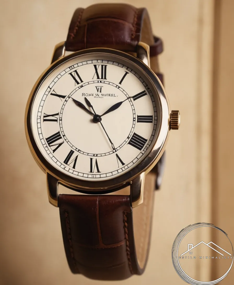 A minimalist watch with Roman numerals on a vintage background.