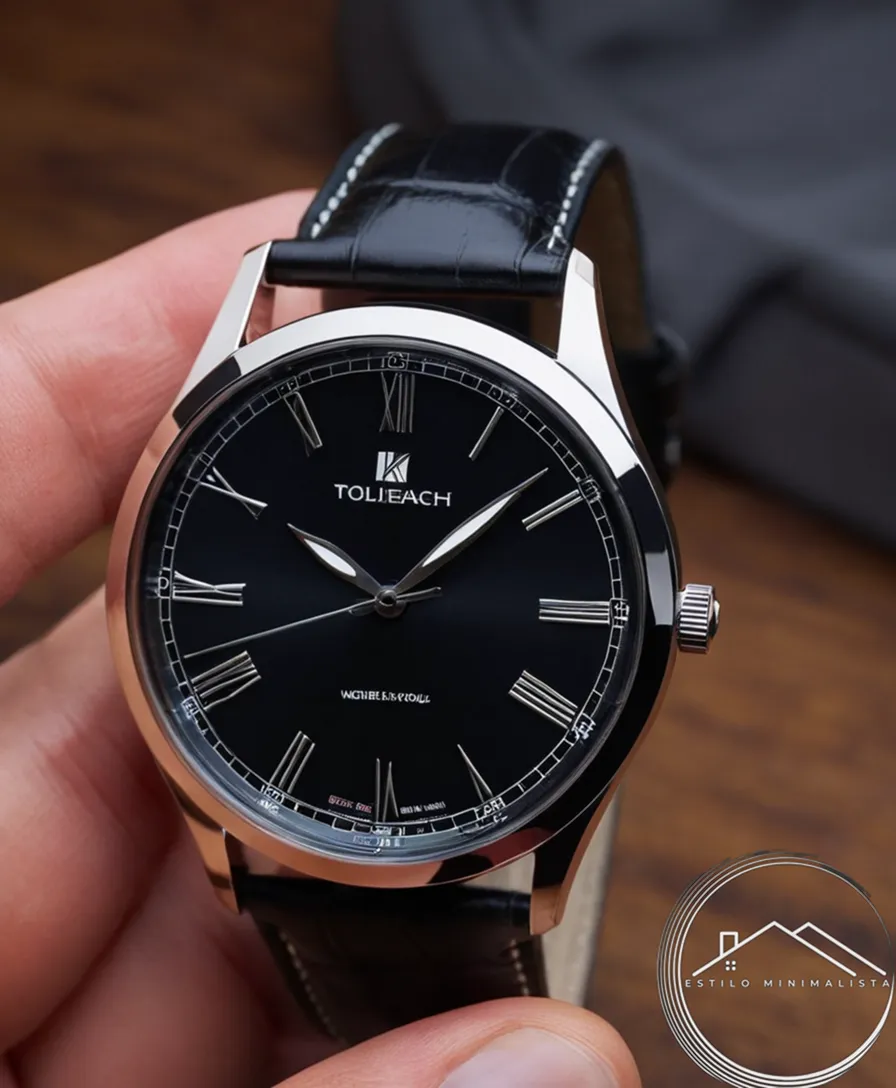 A minimalist watch on an elegant, personalized background.