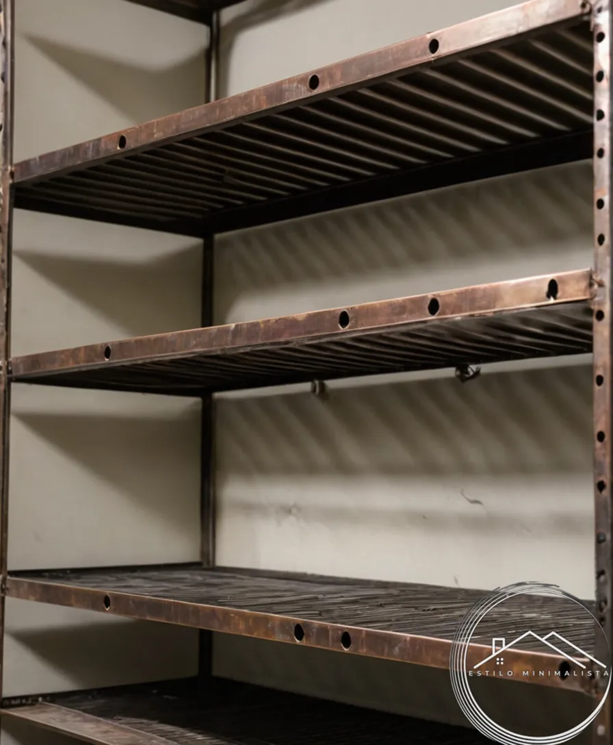 2 damaged metal shelves being restored through welding process.