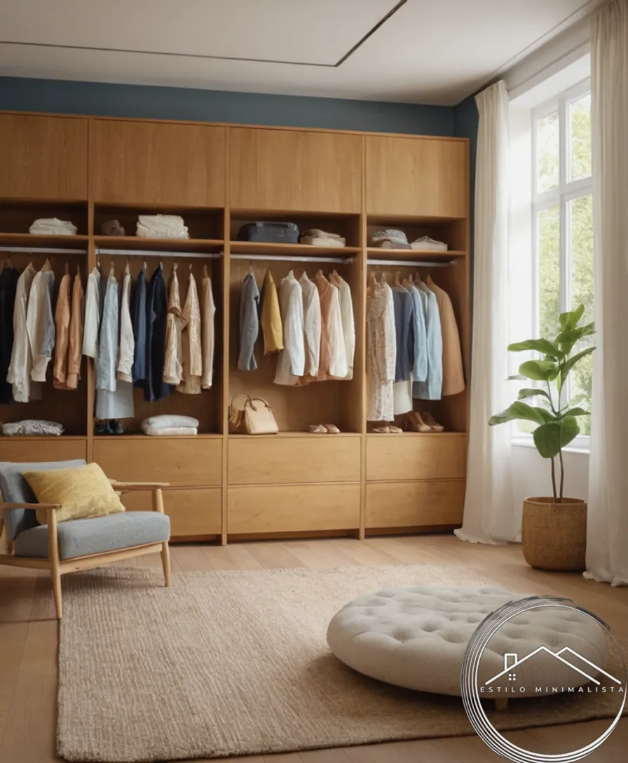 Marie Kondo-style tidied closet, with vibrant, organized clothing display.