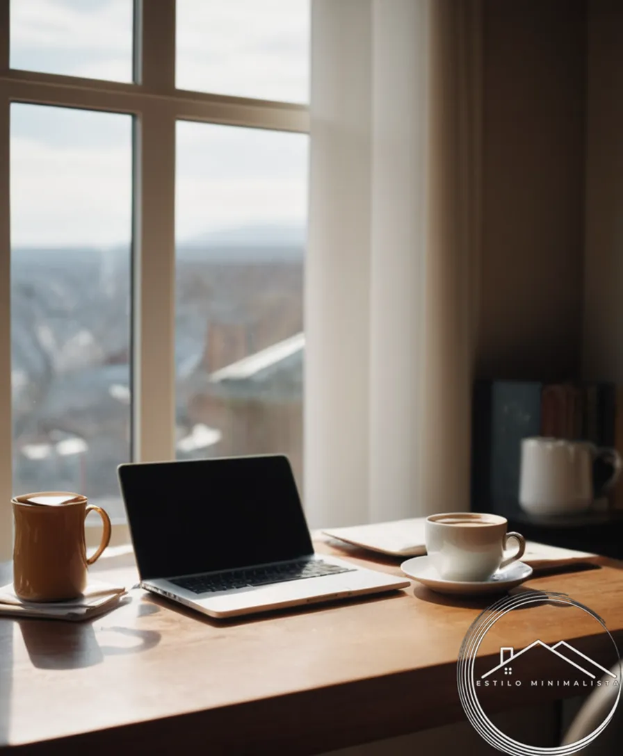 A cluttered desk clearing space for a calm coffee cup.