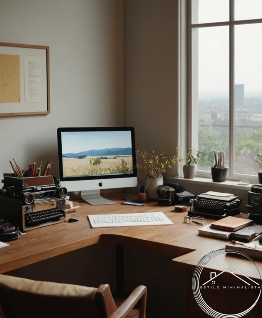 A cluttered desk gradually clearing to minimalist orderliness.