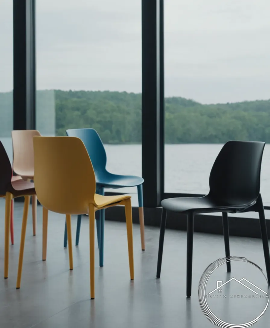3 minimalist chairs next to each other in various styles.