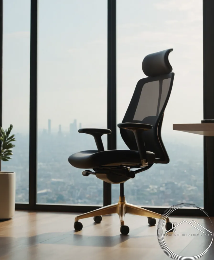 A simple, ergonomic chair in a minimalist workspace.