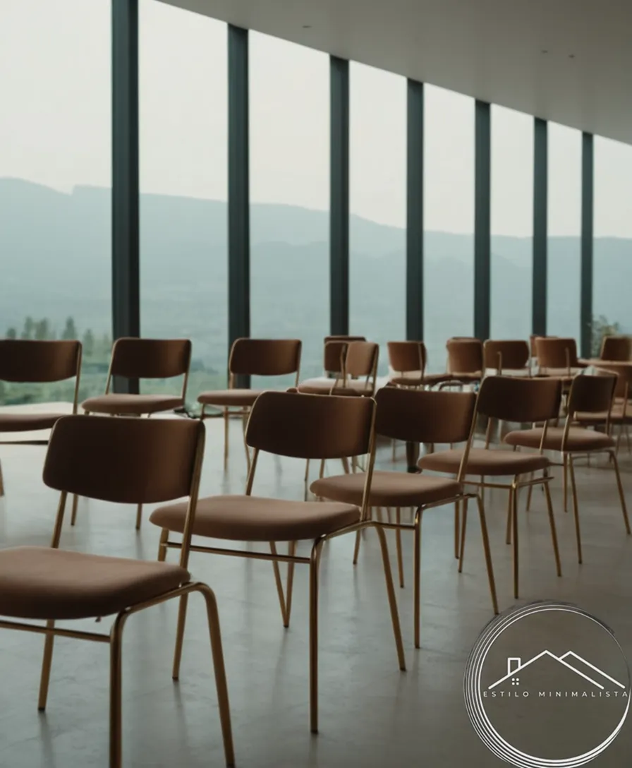 Minimalist chairs at an elegant, sophisticated event setting.
