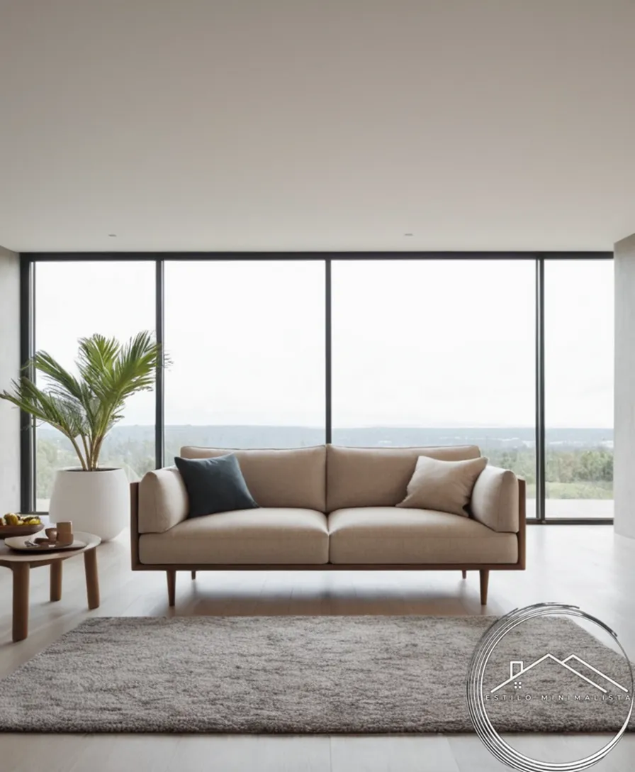 A minimalist sofa in a small, modern living room.