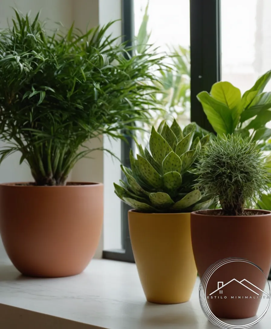 Potted plants on varied substrates, highlighting organic and synthetic differences.