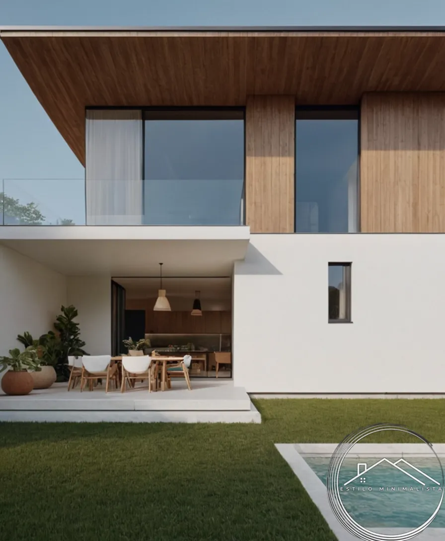 3 minimalist home exteriors with varying natural textures and orientations.