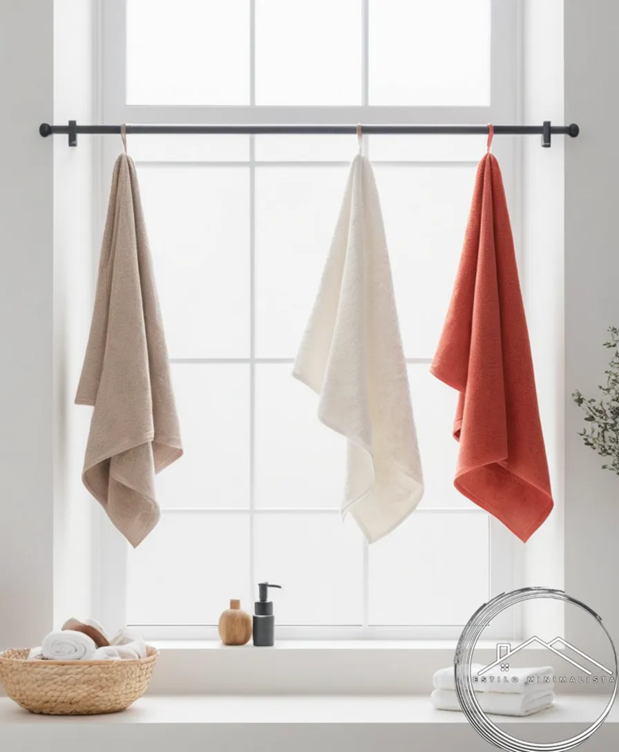 3 minimalist towels with elegant designs, each on white background.